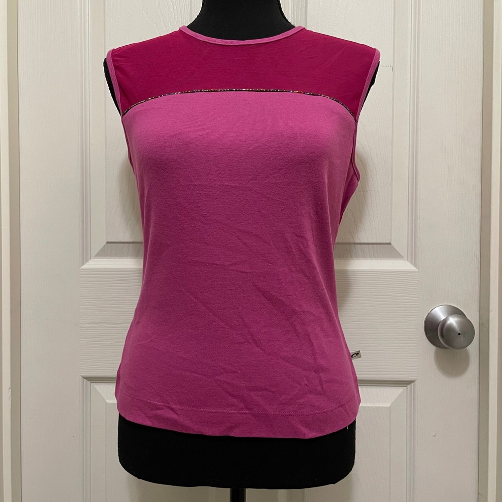 Vintage Candies Mesh Tank Top Pink Mesh Beaded Y2K Deadstock NWT USA Made Sheer - Picture 1 of 12